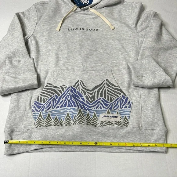 Life is Good NWT Men's Gray Hoodie Size Medium Mountains - Picture 6 of 8